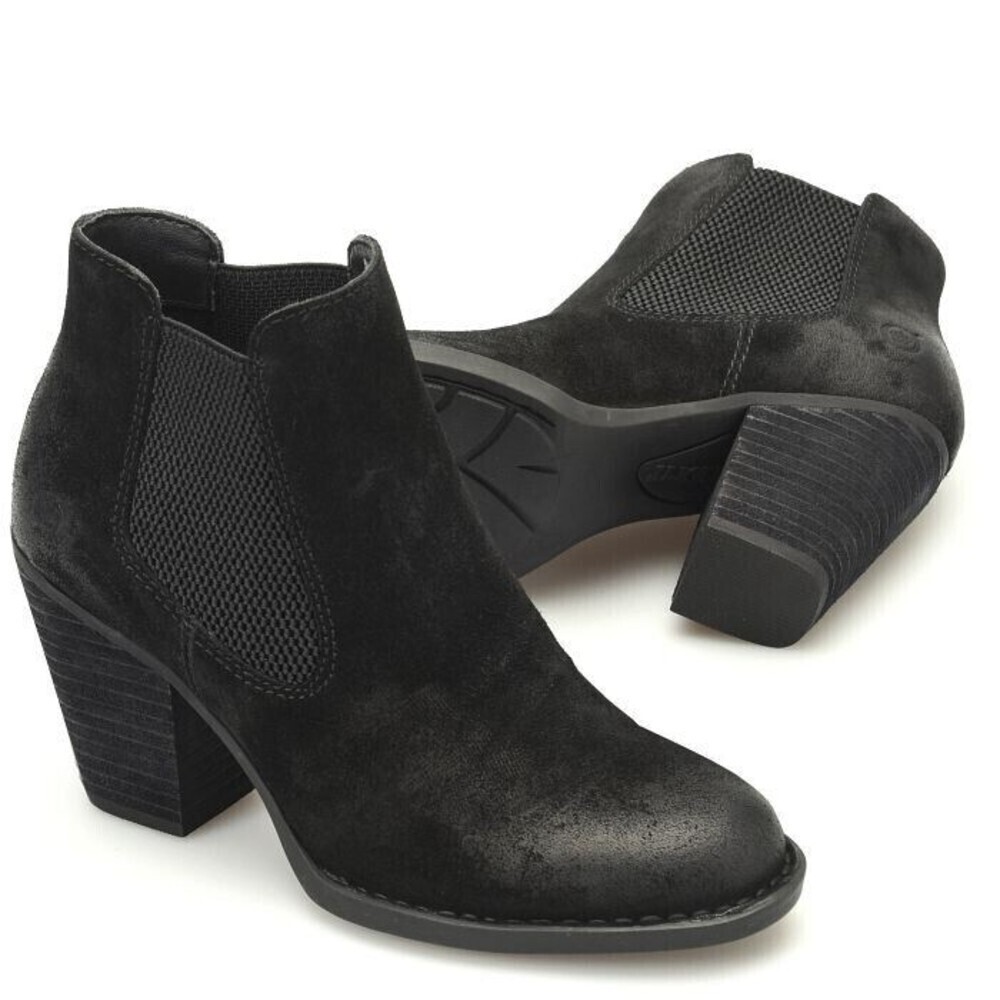 Born Women Black Suede‎ Elaine Heel Ankle Booties 10
